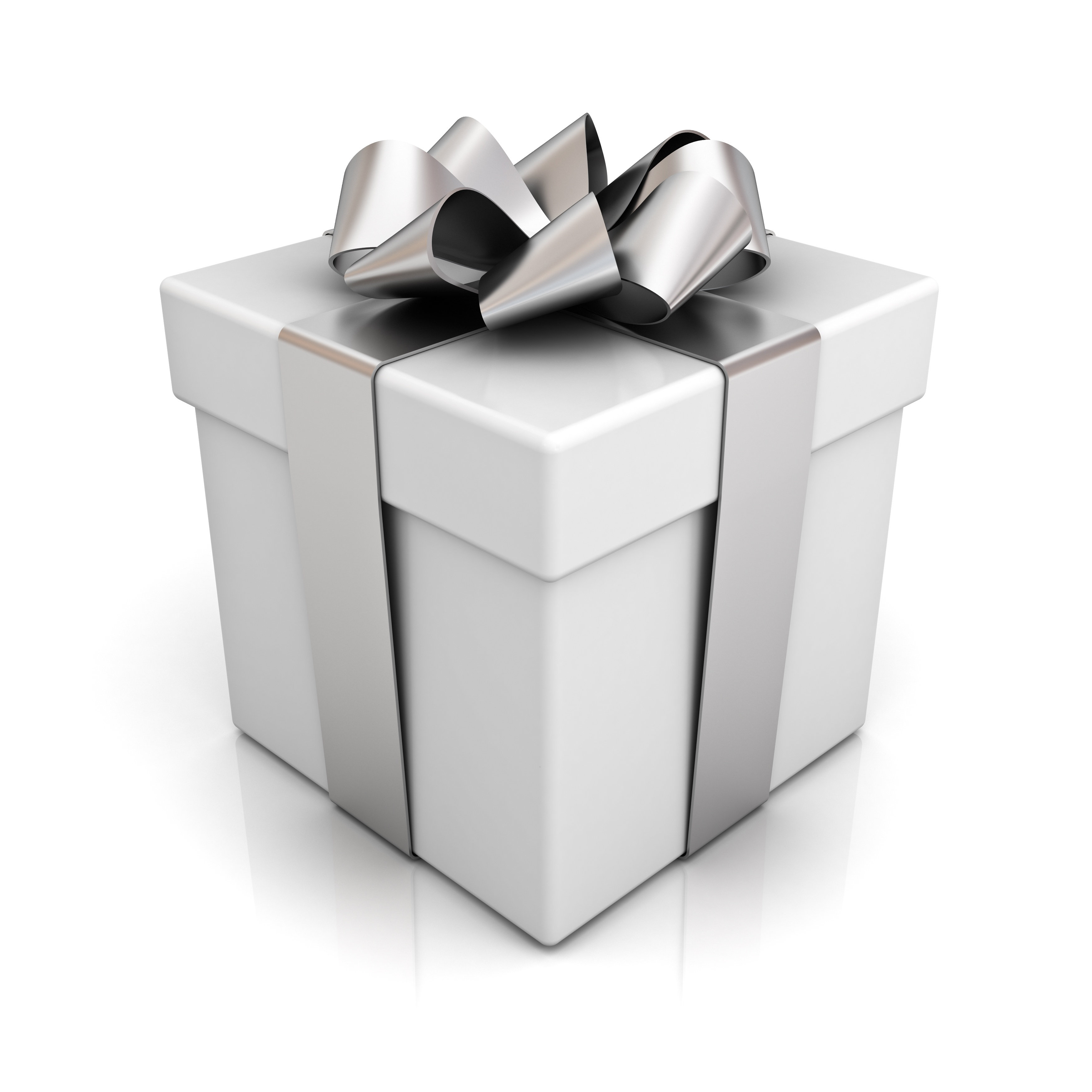 Gift with silver bow on top