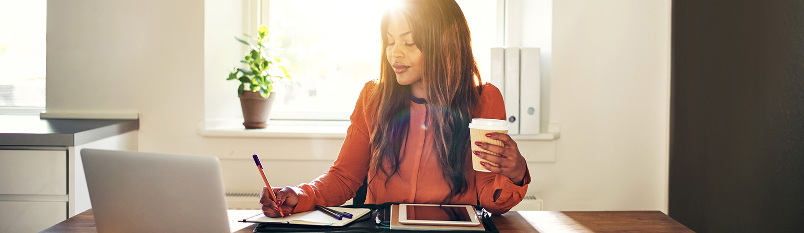 Woman working at a desk